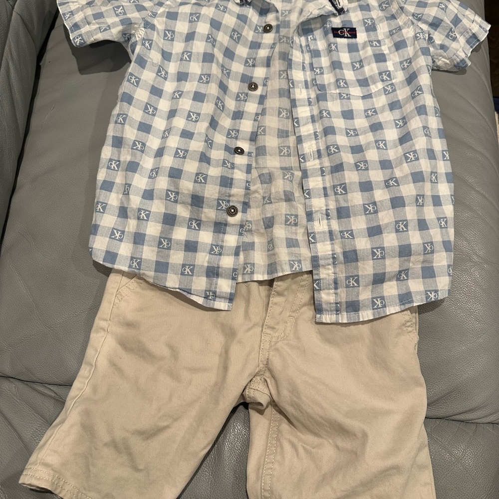 Calvin Klein Kids Blue Checkered Shirt with shorts